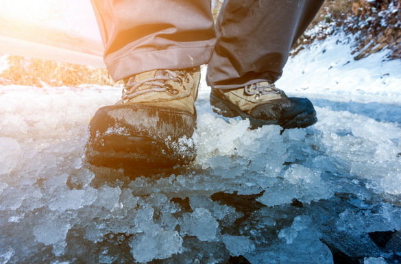 Man walking on ice