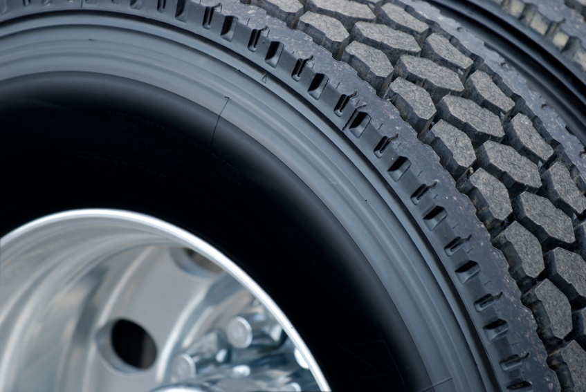 close up of a semi tire